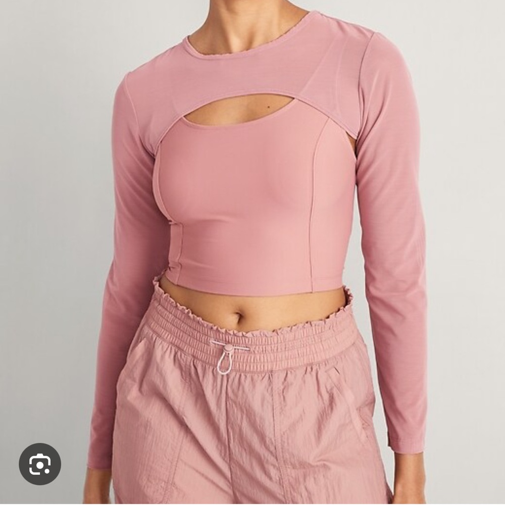 PowerSoft 2-in-1 Mesh-Sleeve Crop Top